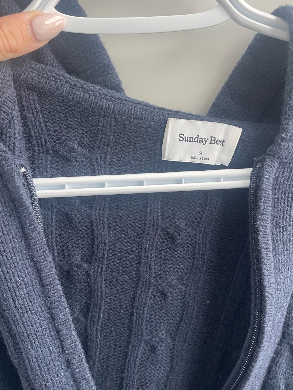 Aritzia Sunday best Cable Knit Full-Zip Sweater - Navy - Picture 2 of 2